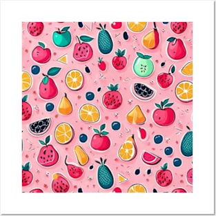 Cute fruits pattern pink design gift ideas Posters and Art